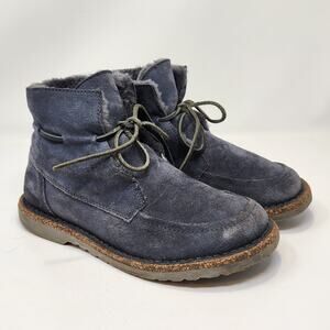 Birkenstock Bakki Graphite Suede Sheerling Boots Women Size 7 Men 5 Lace Up